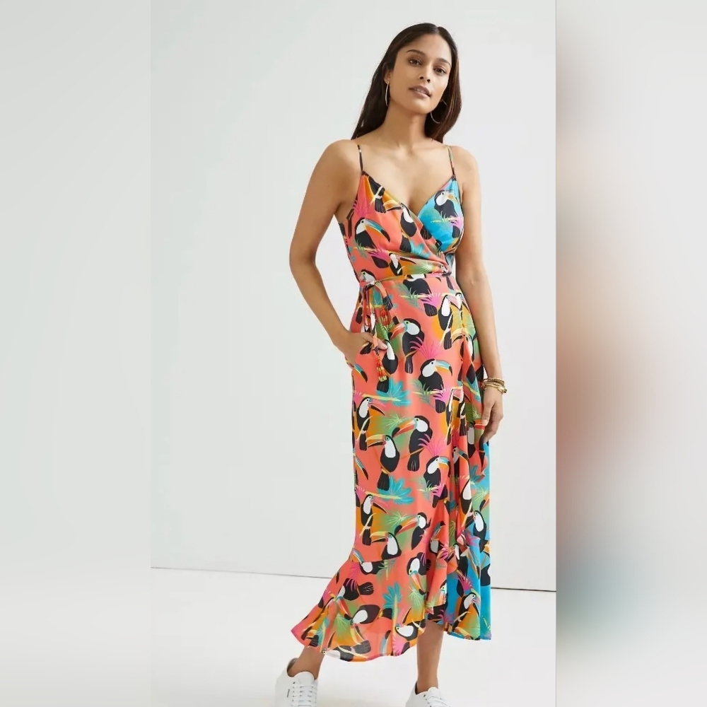 Farm Rio for Anthropologie Toucan Wrap Sundress